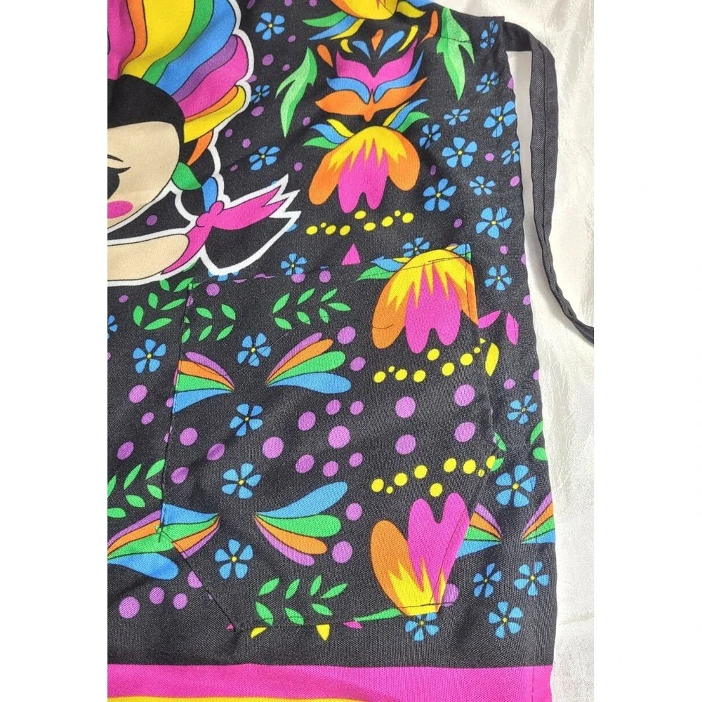 Mandil‎ Mexican Frida Cartoon Character Otomi Cotton Apron w/ Pocket Pattern #3